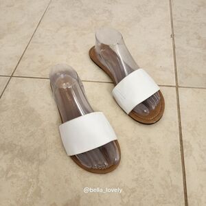 Charles Albert White and Clear Slide Sandals